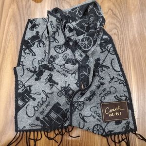 Coach Gray & Black Neck Scarf